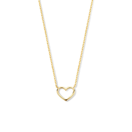 14k Geelkleurig Collier met Hartje – Verstelbare Lengte (40-44cm)