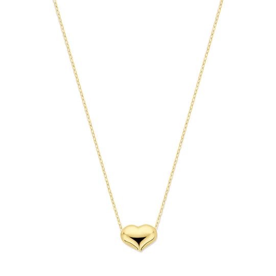 Prachtig 14k Geelgouden Collier met Hartje - Verstelbare Draaglengte 42-45 cm