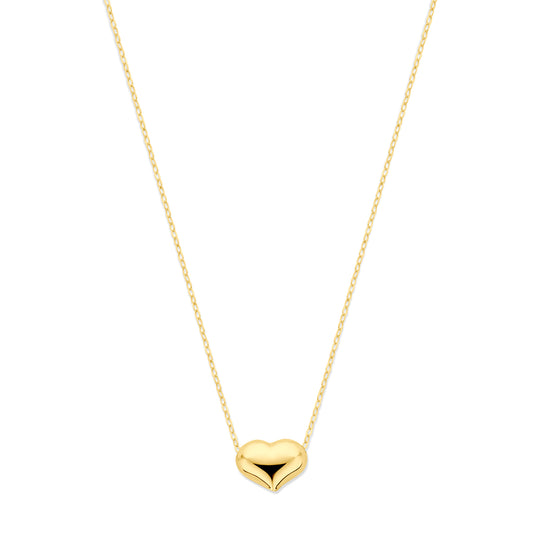 18k Geelgouden Collier met Hartje – Verstelbare Lengte (42-45cm), 1.1mm Schakel