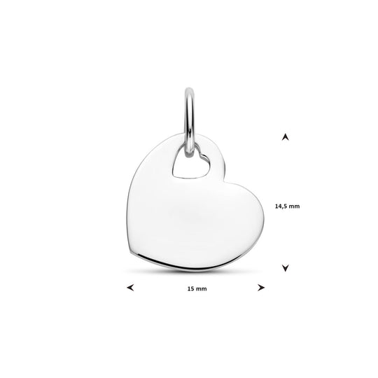 Gerhodineerd 925 Zilveren Hartvormige Graveerhanger - 20mm Hoog | Personaliseerbaar Sieraad met Luxe Afwerking