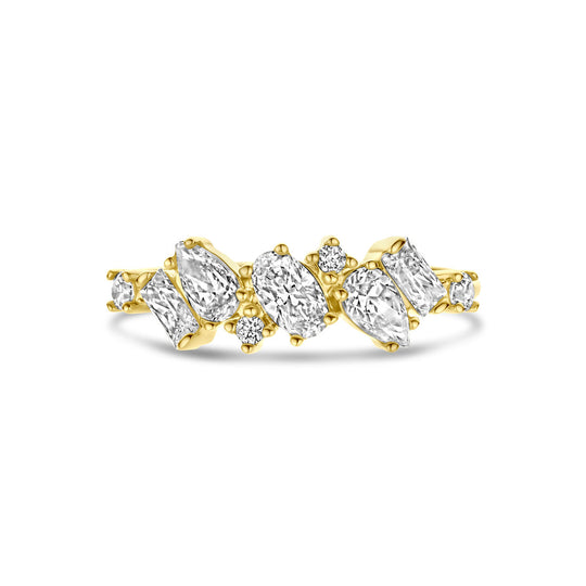 Prachtige 14k Geelgouden Ring met Zirkonia - Breedte 6mm