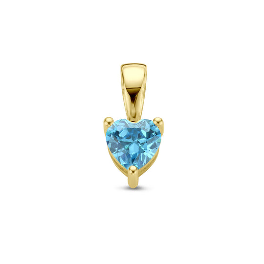 14K Geelgouden Hart Hanger met December Geboortesteen – 9,5mm