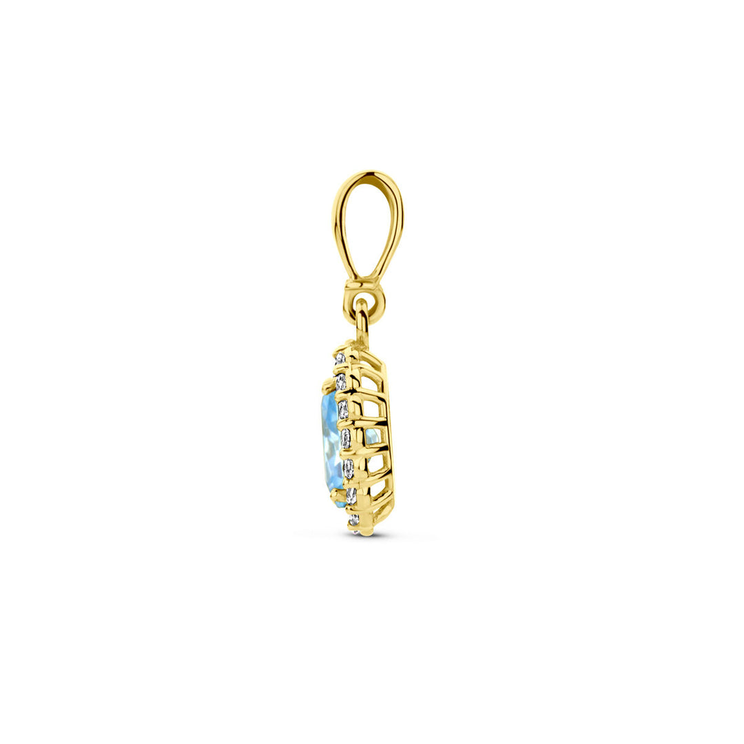 14K Geelgouden Hanger met December Geboortesteen Zirkonia – 16mm