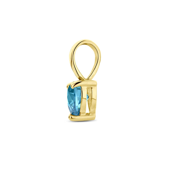 14K Geelgouden Hart Hanger met December Geboortesteen – 9,5mm