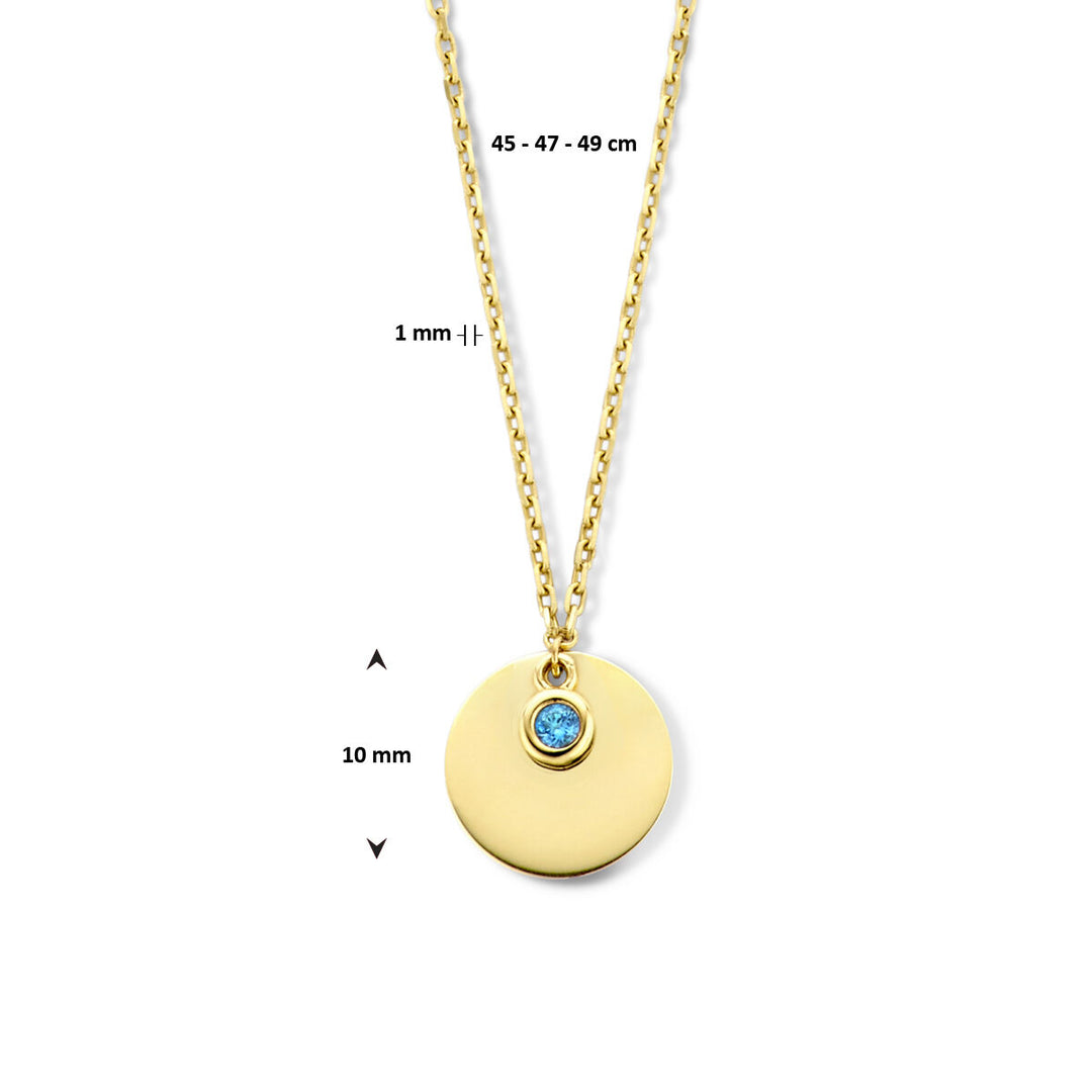 14K Geelgouden Graveercollier December Zirkonia Geboortesteen 45-49cm