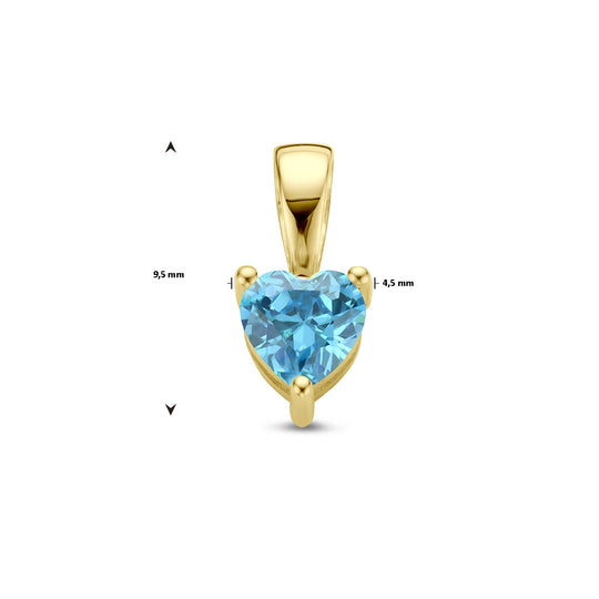 14K Geelgouden Hart Hanger met December Geboortesteen – 9,5mm