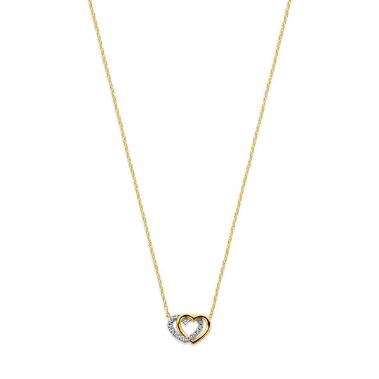 14K Geelgouden Collier met Hartjes van Diamant – Romantisch en Elegant