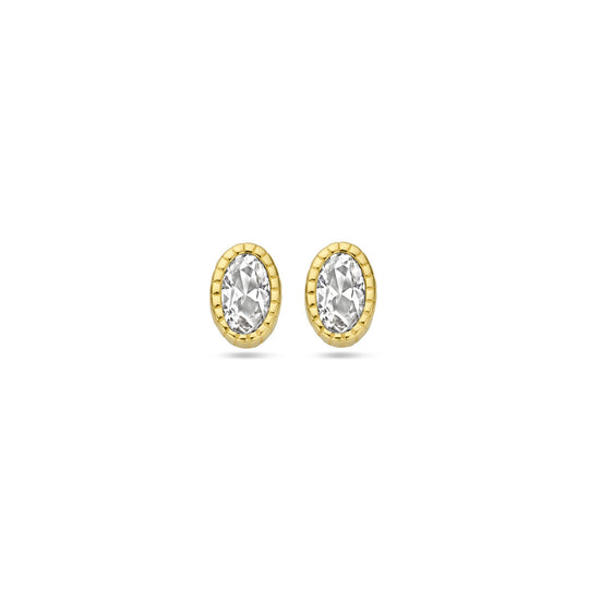Elegante 14k Geelgouden Oorknoppen met Zirkonia - 6x4.5mm