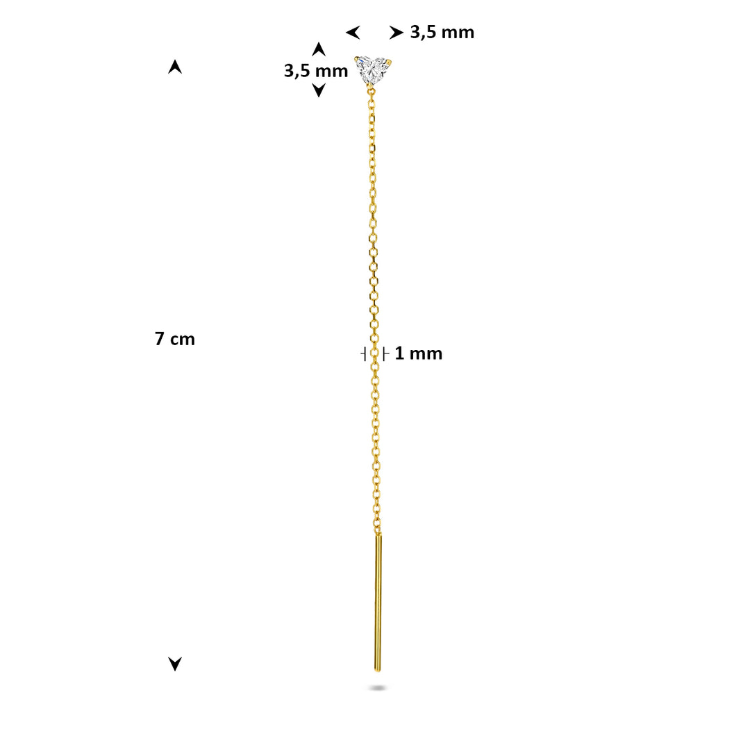 14k Geelgouden Doortrekoorbel met Lab Grown Diamant – 70mm Lengte, 0.15ct