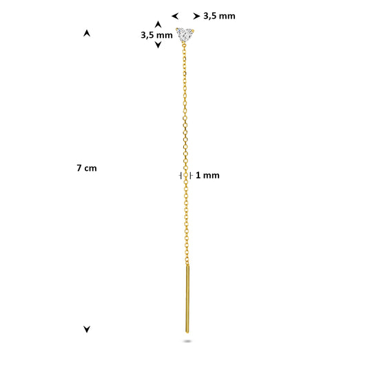 14k Geelgouden Doortrekoorbel met Lab Grown Diamant – 70mm Lengte, 0.15ct