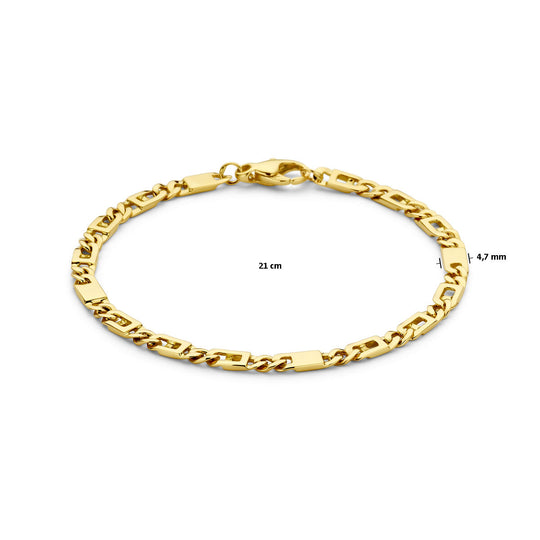 14k Geelgouden Armband met Schakelbreedte van 4,7 mm – Luxe en Comfort