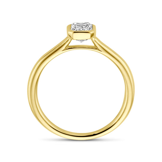 Luxueuze 14K Geelgouden Ring met Lab Grown Diamant – 7.5 mm Breed, 1.00 ct Diamantgewicht