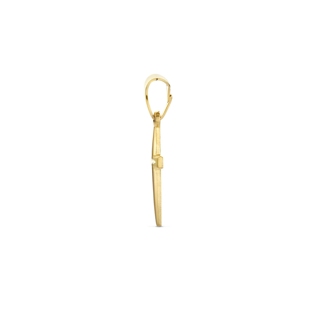 14K Geelgouden Hanger in de Vorm van een Kruis – Mat Gediamanteerd voor Tijdloze Elegantie