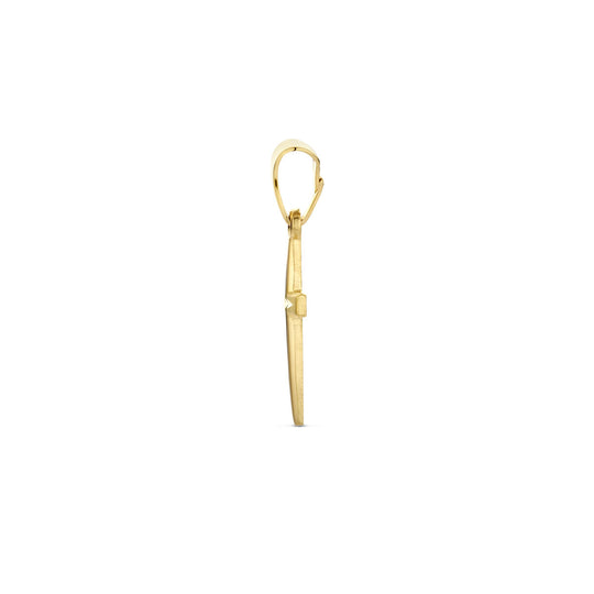 14K Geelgouden Hanger in de Vorm van een Kruis – Mat Gediamanteerd voor Tijdloze Elegantie