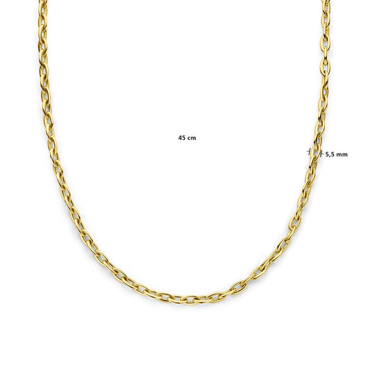 Verfijnd 14k Geelgouden Collier met 5.5mm Schakels en Karabijnsluiting