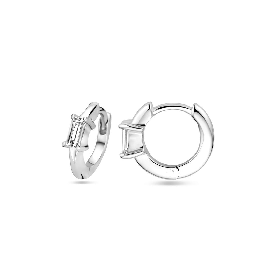 Gerhodineerde 925 Zilveren Klapoorringen met Zirkonia – Stralende Elegantie en Tijdloze Stijl