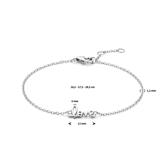 Zilveren Armband met "Love" Tekst – Verstelbare Draaglengtes (16.5-18.5cm)