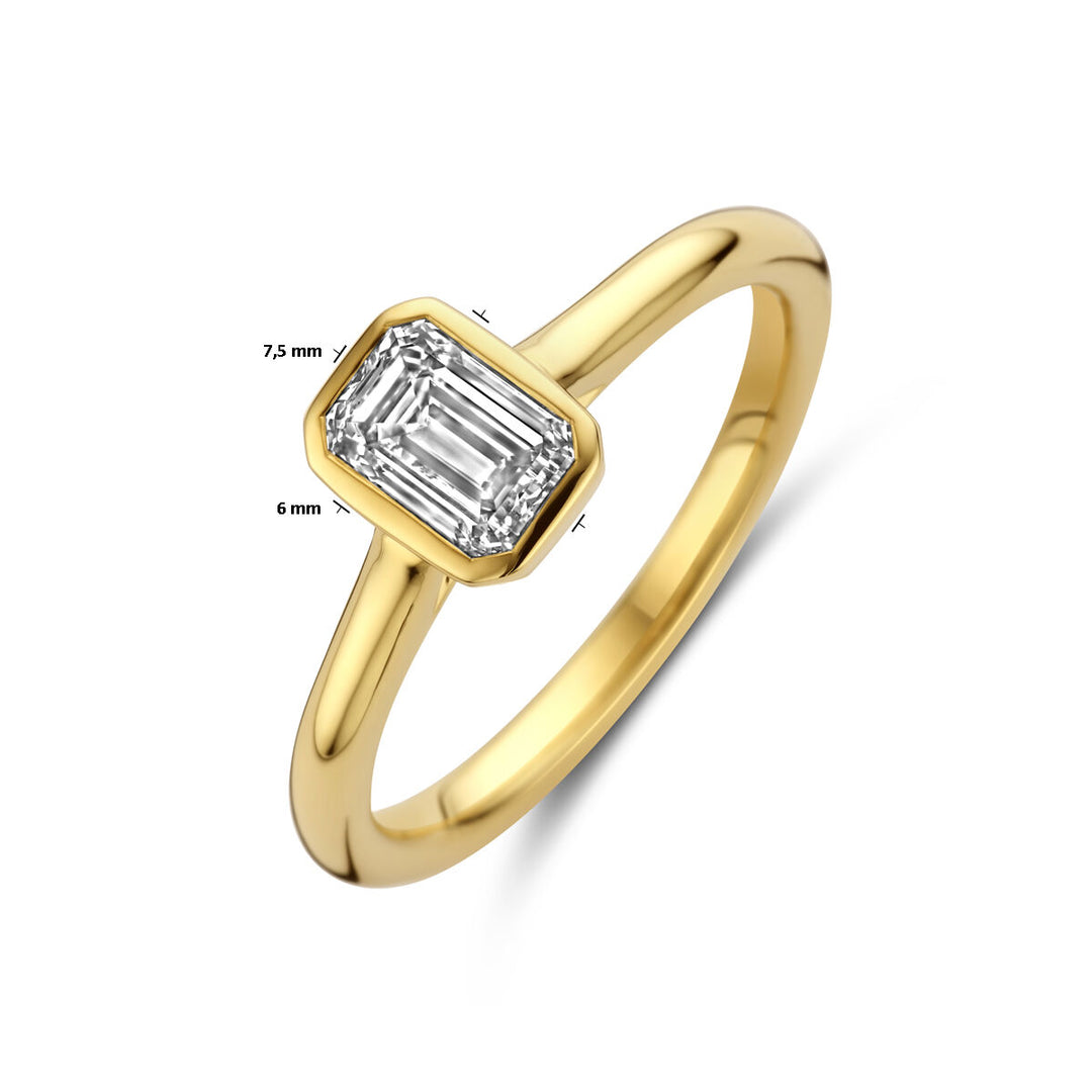 Luxueuze 14K Geelgouden Ring met Lab Grown Diamant – 7.5 mm Breed, 1.00 ct Diamantgewicht