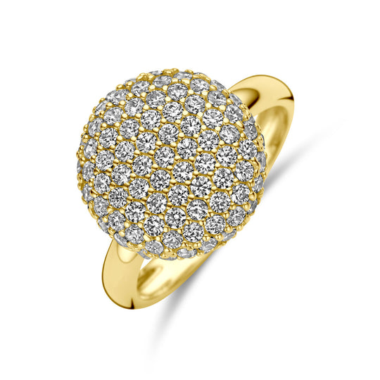 Stijlvolle 14k Geelgouden Ring met Zirkonia - Breedte 14mm