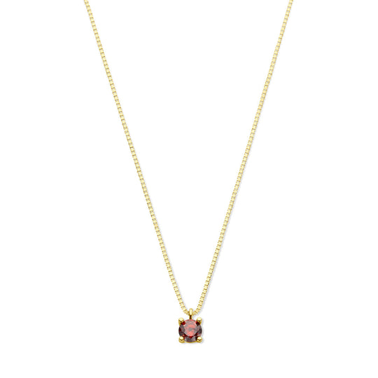 14k Geelgouden Ketting met Synthetische Granaat (Januari) – 42+2 cm