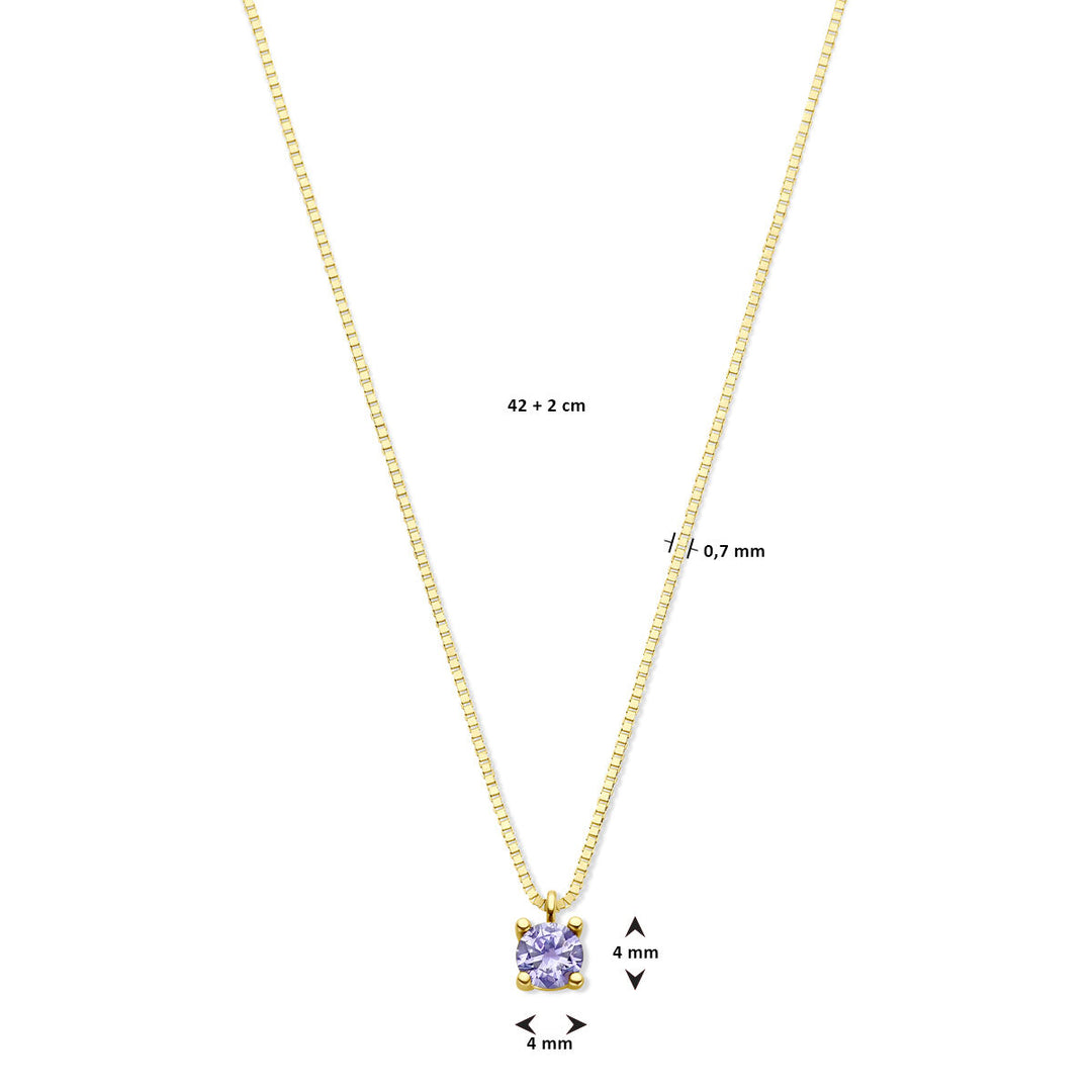 14k Geelgouden Collier met Synthetische Maansteen (Juni) – 42+2 cm