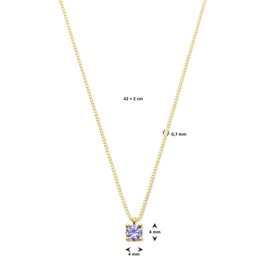 14k Geelgouden Collier met Synthetische Maansteen (Juni) – 42+2 cm