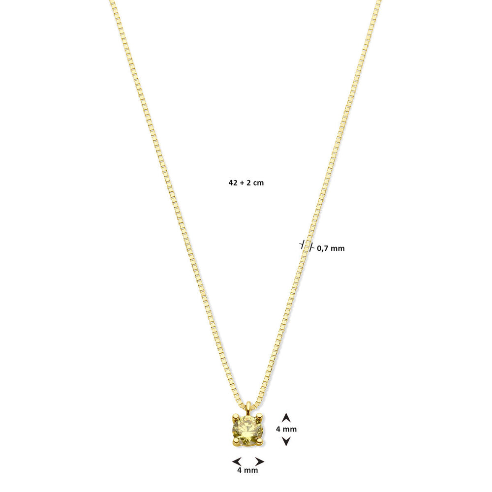 14k Geelgouden Ketting met Citrien (November) – 42+2 cm