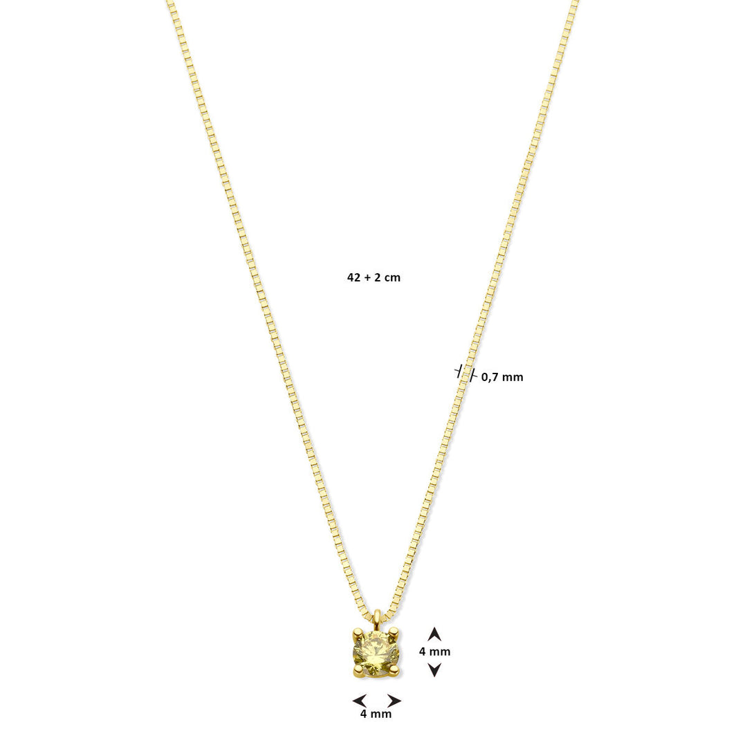 14k Geelgouden Ketting met Citrien (November) – 42+2 cm