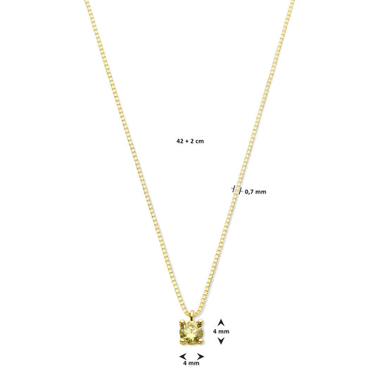 14k Geelgouden Ketting met Citrien (November) – 42+2 cm