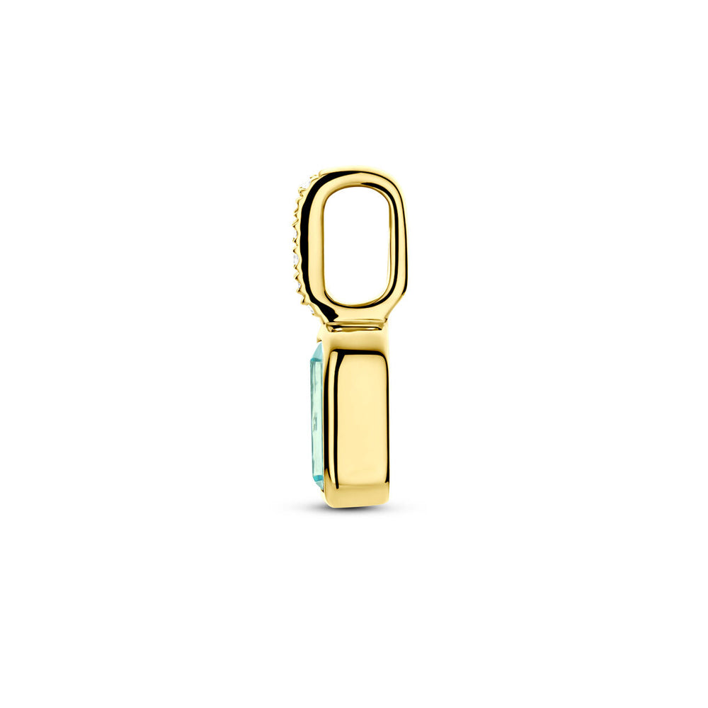 14k Geelgouden Hanger met Aquamarijn & Diamant 0.012ct (Maart)
