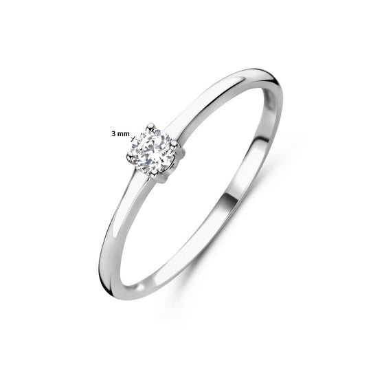 925 Zilveren Ring April Zirkonia Geboortesteen 3mm