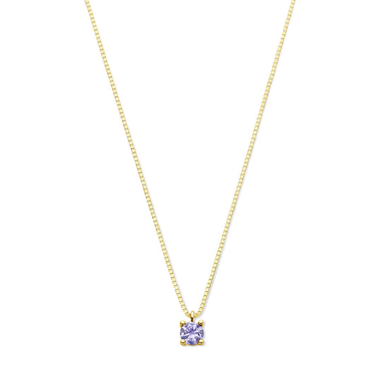 14k Geelgouden Collier met Synthetische Maansteen (Juni) – 42+2 cm