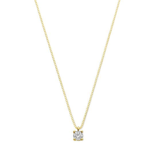 14k Geelgouden Ketting met Synthetische Diamant (April) – 42+2 cm