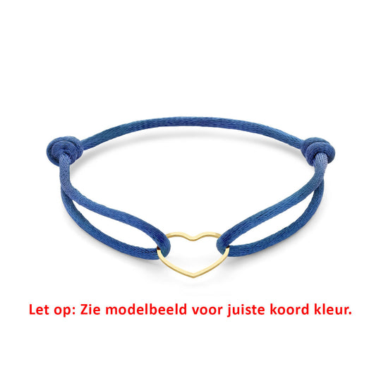 Satijnen Armband met Verguld Hartje – Verstelbaar 13–26 cm