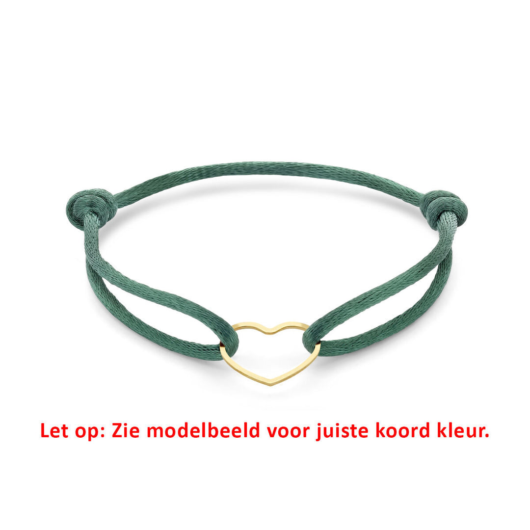 Satijnen Armband met Verguld Hartje – Verstelbaar 13–26 cm