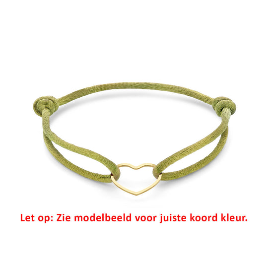 Satijnen Armband met Verguld Hartje – Verstelbaar 13–26 cm