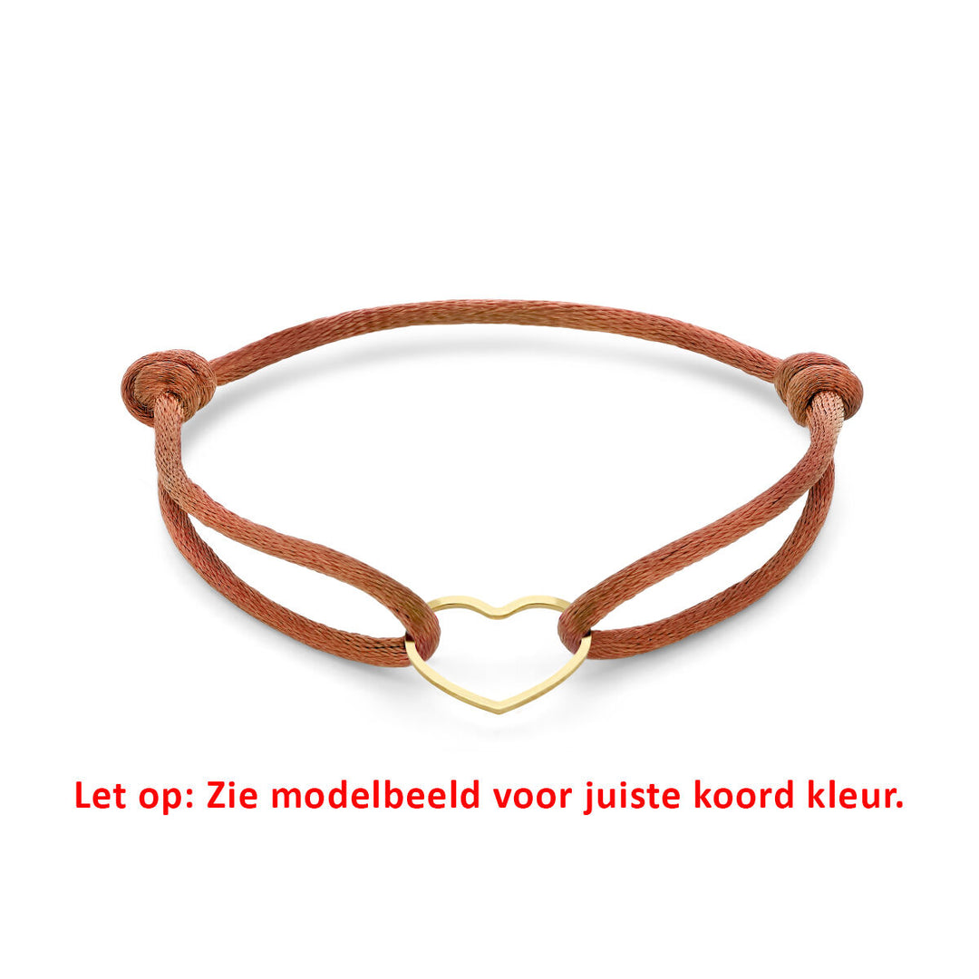 Satijnen Armband met Verguld Hartje – Verstelbaar 13–26 cm