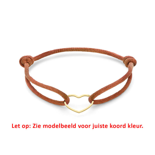 Satijnen Armband met Verguld Hartje – Verstelbaar 13–26 cm