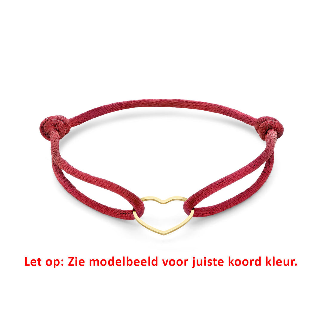 Satijnen Armband met Verguld Hartje – Verstelbaar 13–26 cm