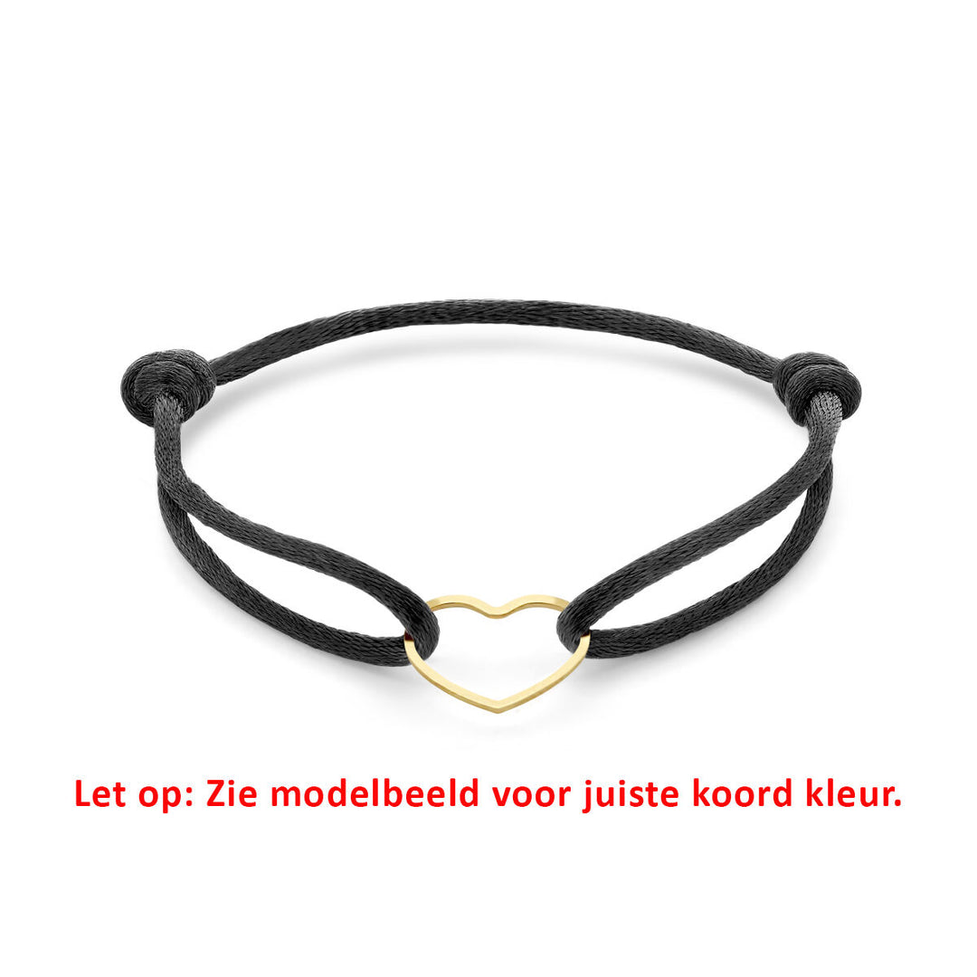 Satijnen Armband met Verguld Hartje – Verstelbaar 13–26 cm