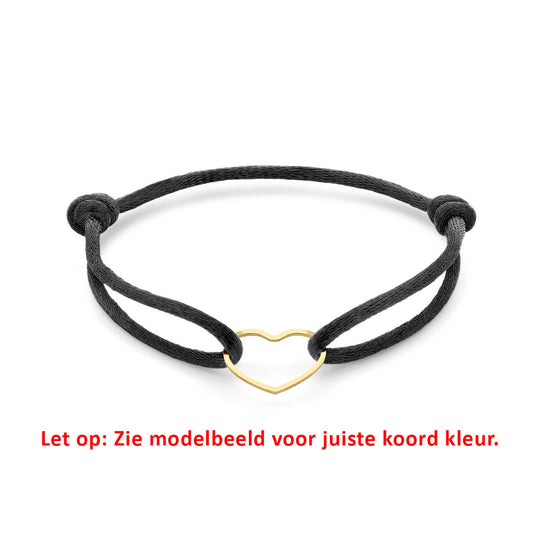 Satijnen Armband met Verguld Hartje – Verstelbaar 13–26 cm
