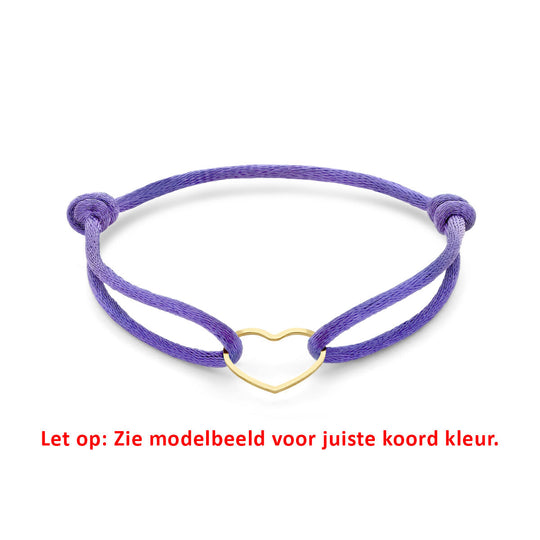 Satijnen Armband met Verguld Hartje – Verstelbaar 13–26 cm