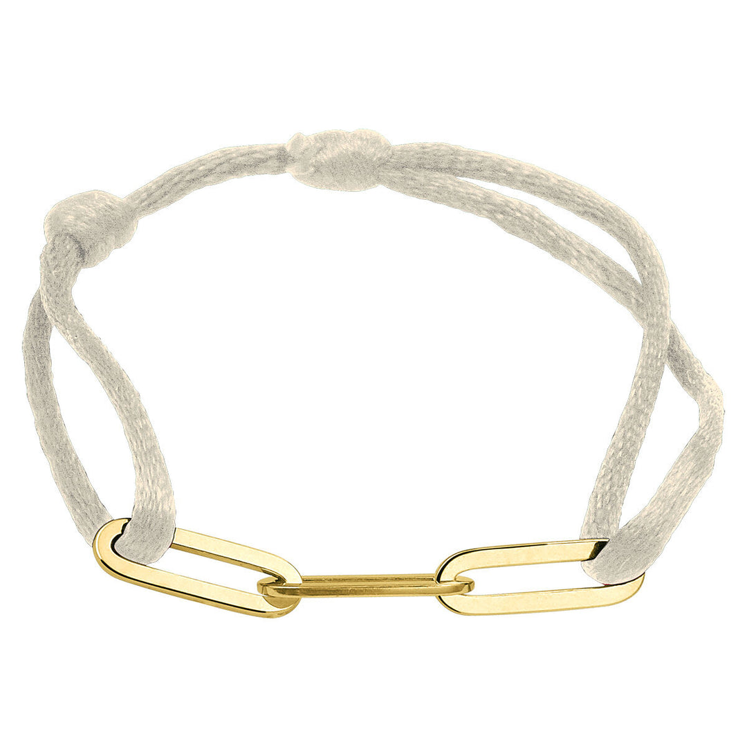 Satijnen Armband met Verguld Zilveren Element – Verstelbaar 13–26 cm, 40x5 mm