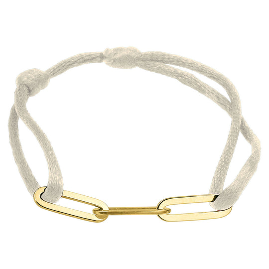 Satijnen Armband met Verguld Zilveren Element – Verstelbaar 13–26 cm, 40x5 mm