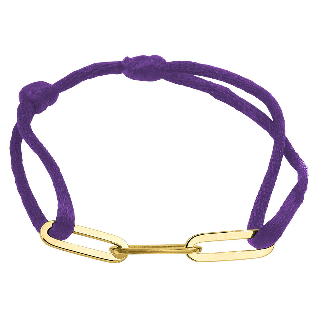 Satijnen Armband met Verguld Zilveren Element – Verstelbaar 13–26 cm, 40x5 mm