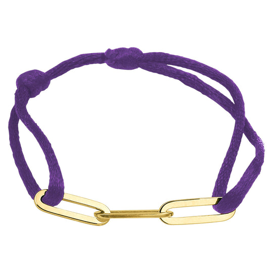 Satijnen Armband met Verguld Zilveren Element – Verstelbaar 13–26 cm, 40x5 mm