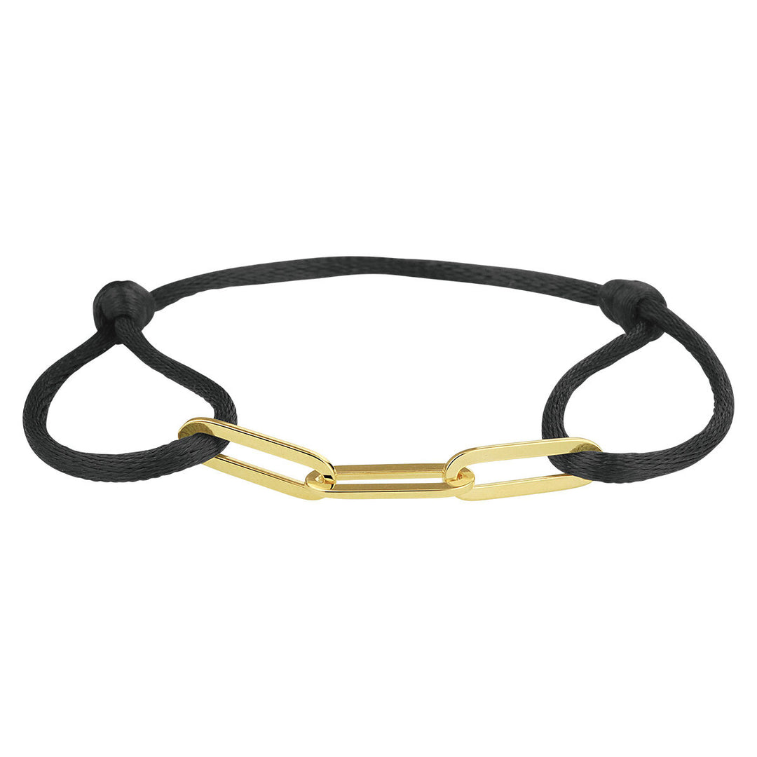Satijnen Armband met Verguld Zilveren Element – Verstelbaar 13–26 cm, 40x5 mm