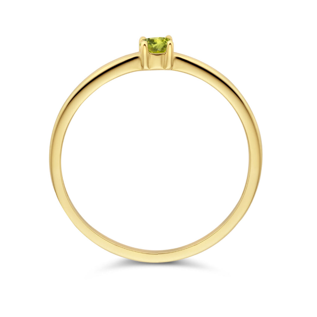 14k Geelgouden Ring Augustus Peridot Geboortesteen 3mm