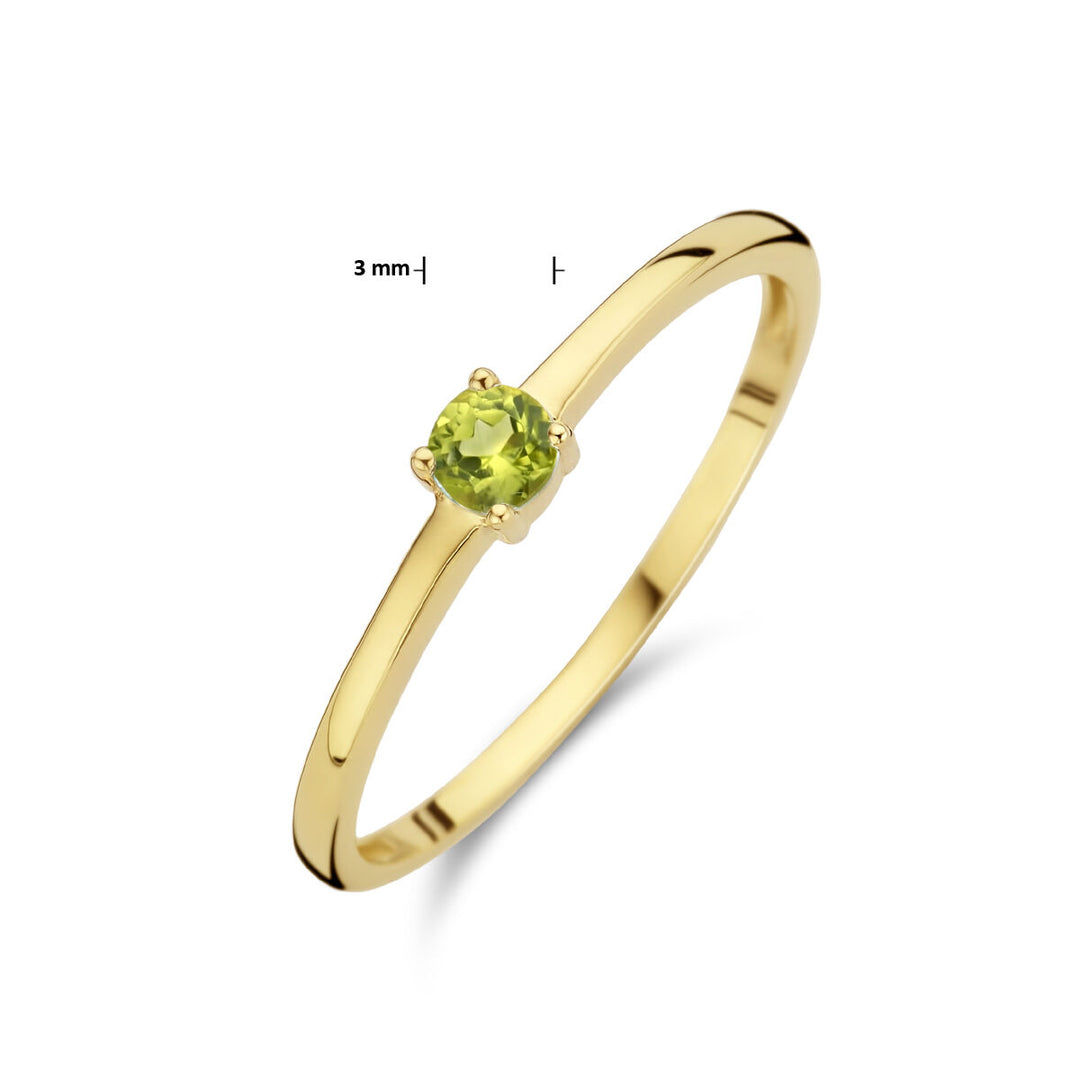 14k Geelgouden Ring Augustus Peridot Geboortesteen 3mm