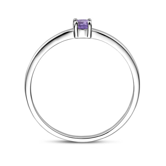 925 Zilveren Ring Juni Licht Amethist Geboortesteen 3mm